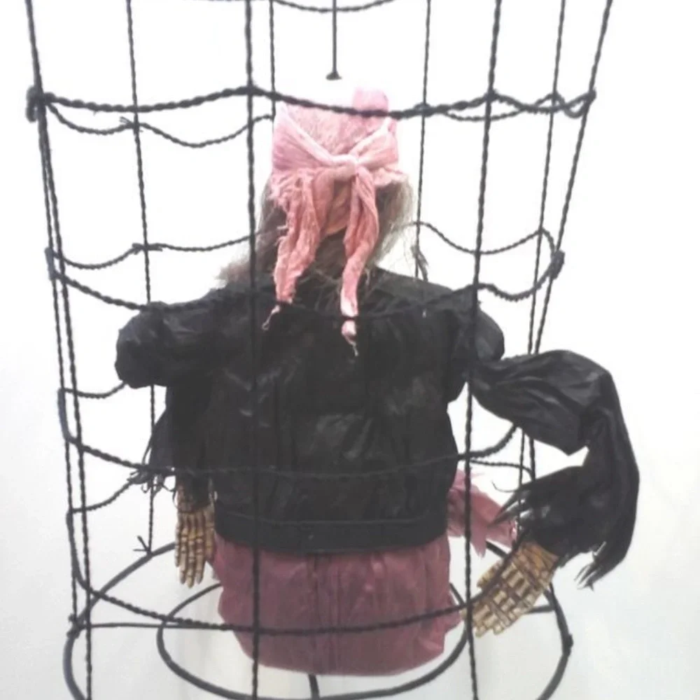 Vintage Halloween Pirate, Hanging Cage Party Yard Porch Prop 36H x 24D